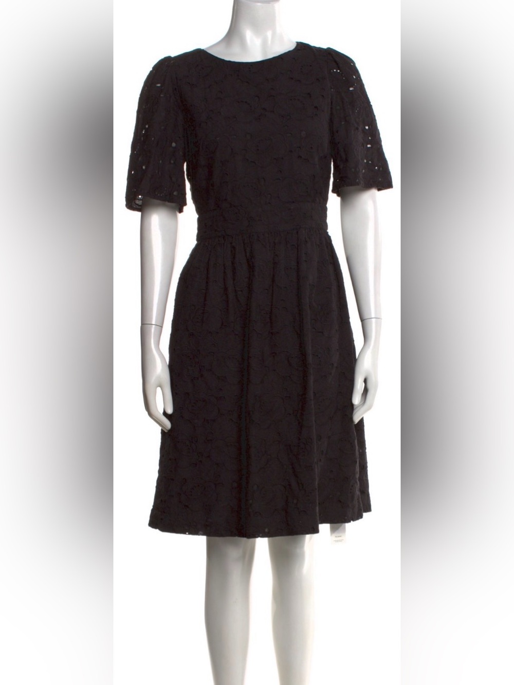 Sezane Black Eyelet Midi Dress